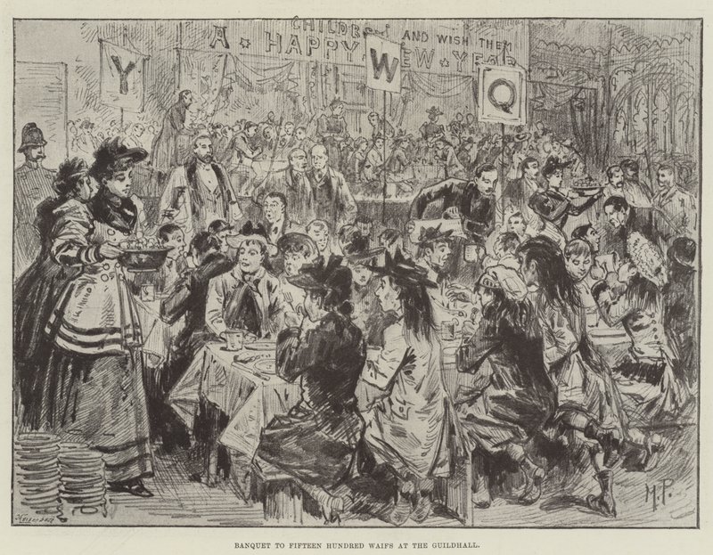 Banquet to Fifteen Hundred Waifs at the Guildhall by Melton Prior