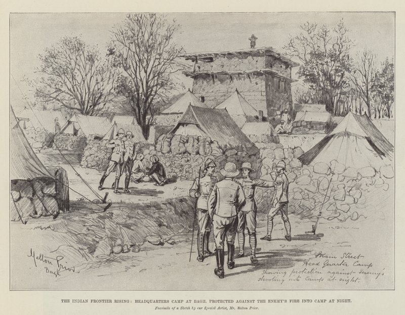 The Indian Frontier Rising, Headquarters Camp at Bagh, Protected Against the Enemy