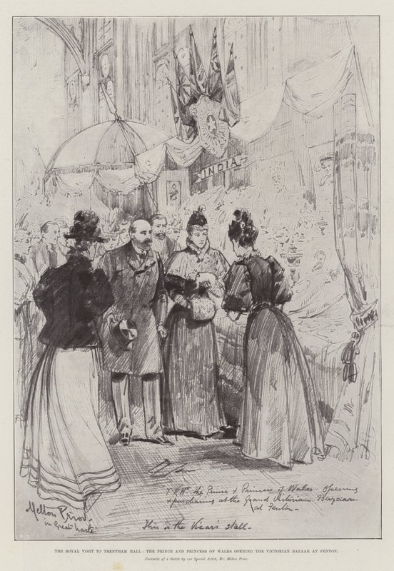 The Royal Visit to Trentham Hall, the Prince and Princess of Wales opening the Victorian Bazaar at Fenton by Melton Prior