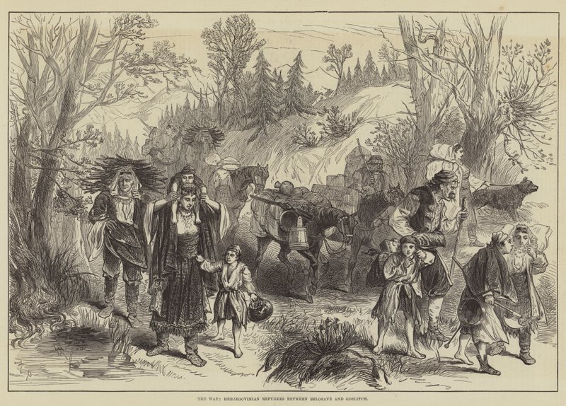The War, Herzegovinian Refugees between Belosave and Goslitch by Melton Prior