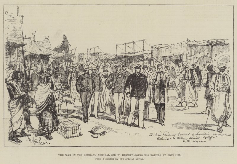 The War in the Soudan, Admiral Sir W Hewett going his Rounds at Souakim by Melton Prior