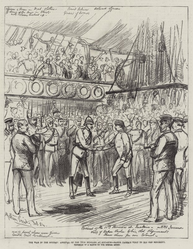 The War in the Soudan, Arrival of the 10th Hussars at Souakim, Baker Pasha