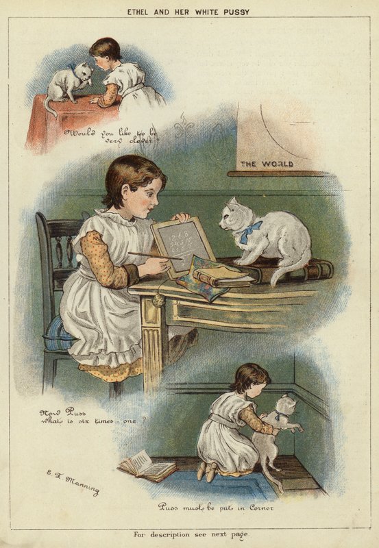 Ethel and her white cat by Miss Eliza F. Manning