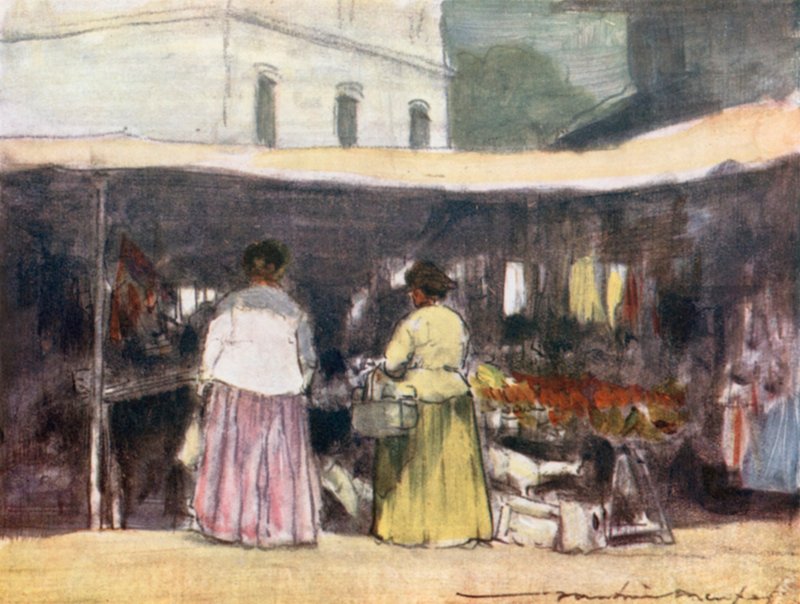 A Fish Stall at Neuilly by Mortimer Ludington Menpes