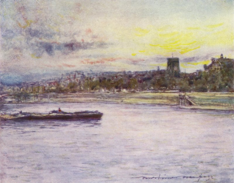 Chelsea Reach, with the Old Church by Mortimer Ludington Menpes