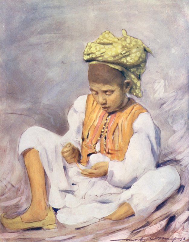 World’s Children: Indian, Threading Beads by Mortimer Ludington Menpes