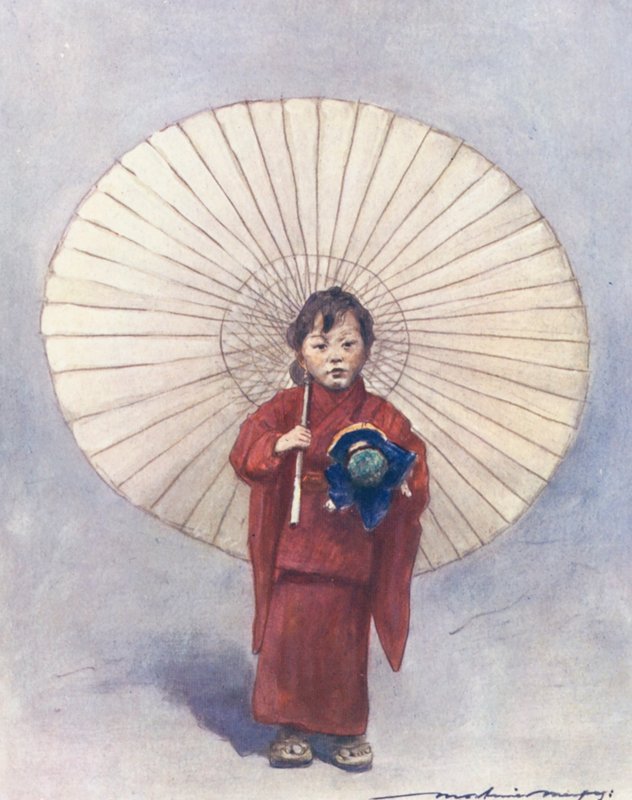World’s Children: Japanese, His First Umbrella by Mortimer Ludington Menpes