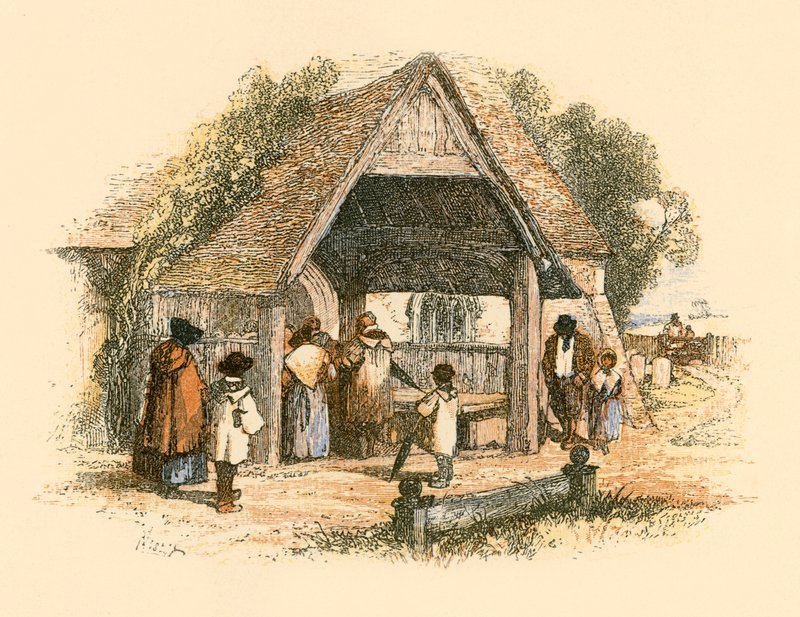 The village church by Myles Birket Foster
