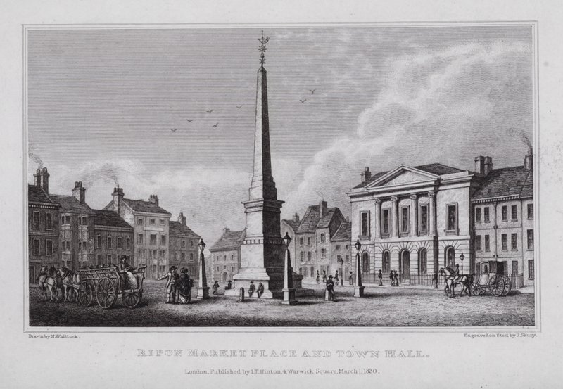 Ripon Market Place and Town Hall by Nathaniel (after) Whittock