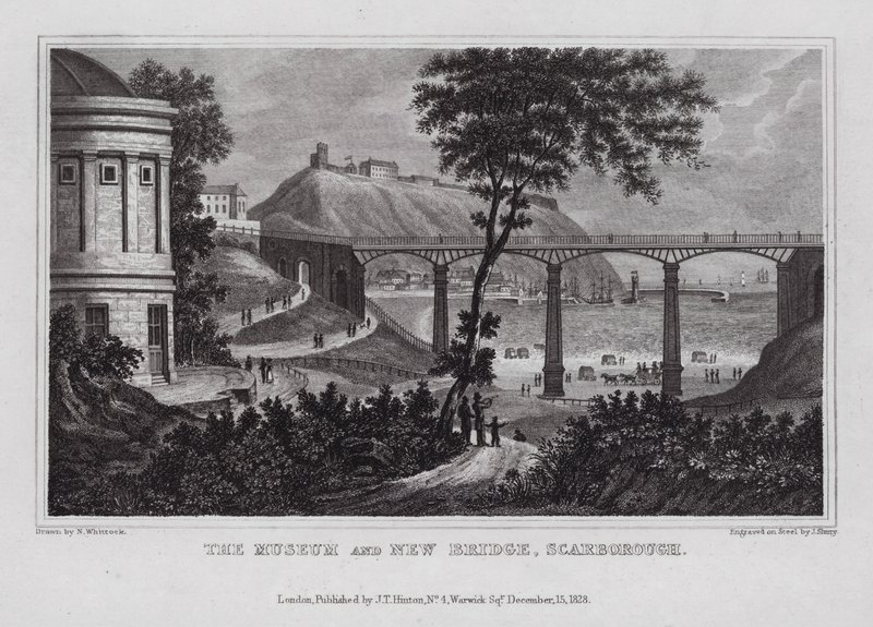 The Museum and New Bridge, Scarborough by Nathaniel (after) Whittock