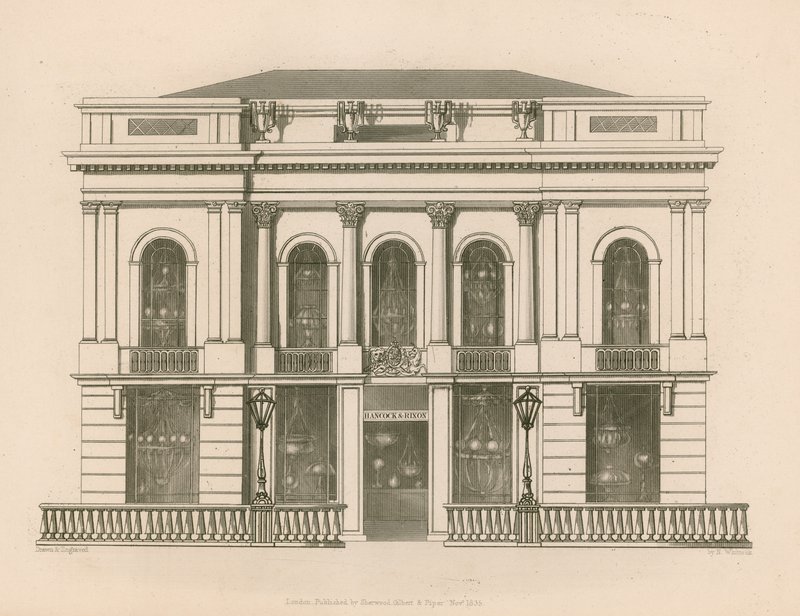 Shop Front for Hancock and Dixon, Pall Mall East, London by Nathaniel Whittock