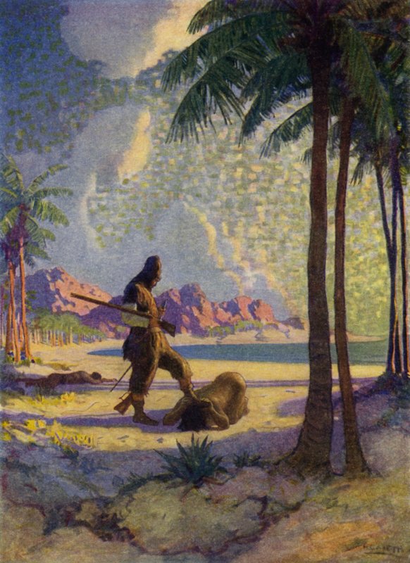 Illustration for Robinson Crusoe by Newell Convers (after) Wyeth