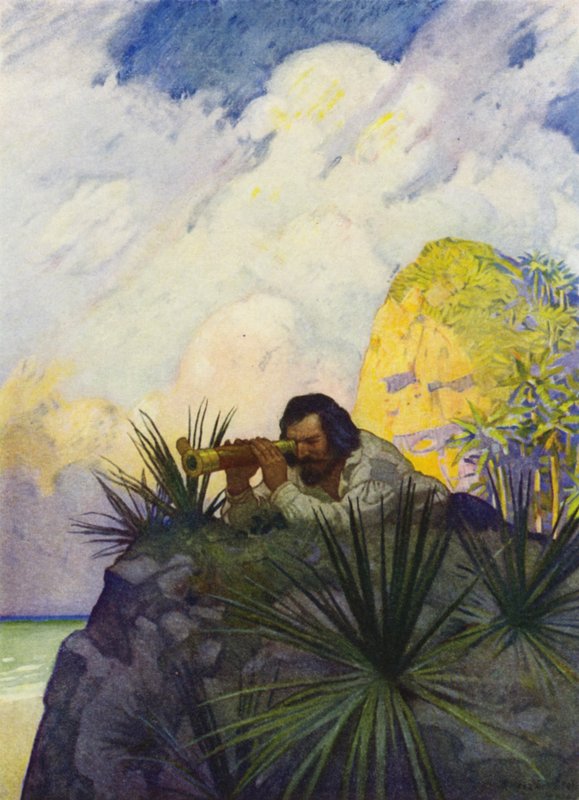 Illustration for Robinson Crusoe by Newell Convers (after) Wyeth