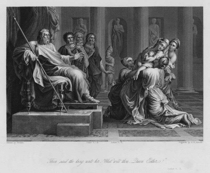 Esther Before Ahasuerus (engraving) by Nicolas (after) Poussin