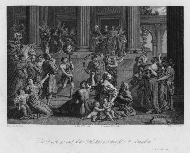 The Triumph of David, I Samuel XVII, 54 by Nicolas (after) Poussin