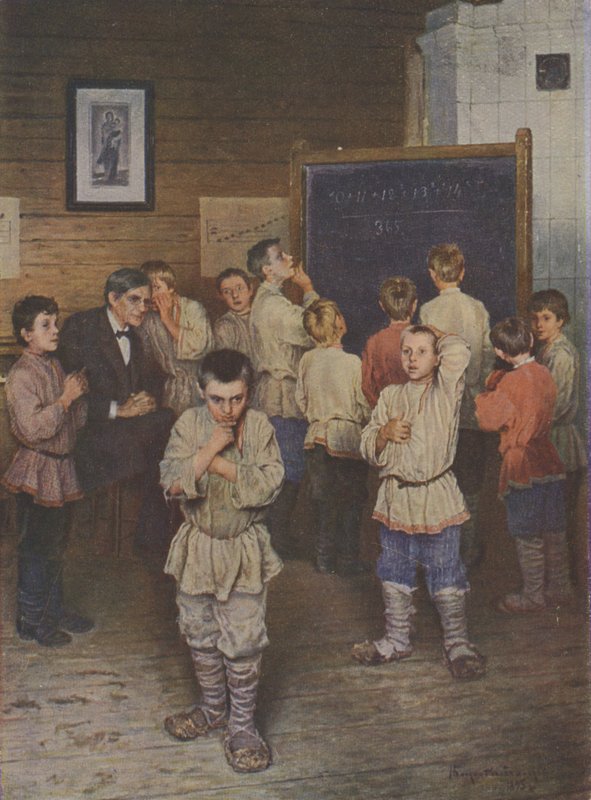 Mental Calculation, 1895 by Nikolai Petrovich Bogdanov Belsky