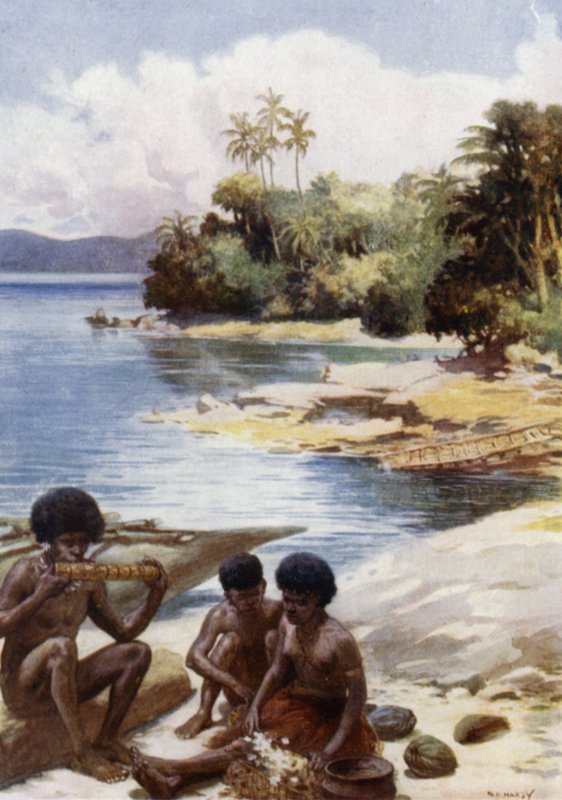 Dinner Time at Kwato, British New Guinea by Norman Hardy