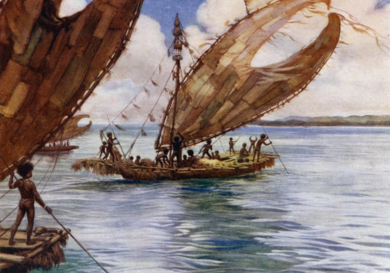 Large Trading Canoes, British New Guinea by Norman Hardy