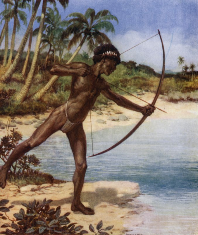 Native Archer shooting Fish, British Solomon Islands by Norman Hardy