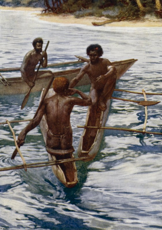 Natives of the New Hebrides having a drink by Norman Hardy
