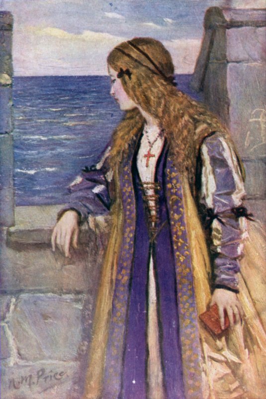 Clare on the battlements of Tantallon by Norman Mills (after) Price