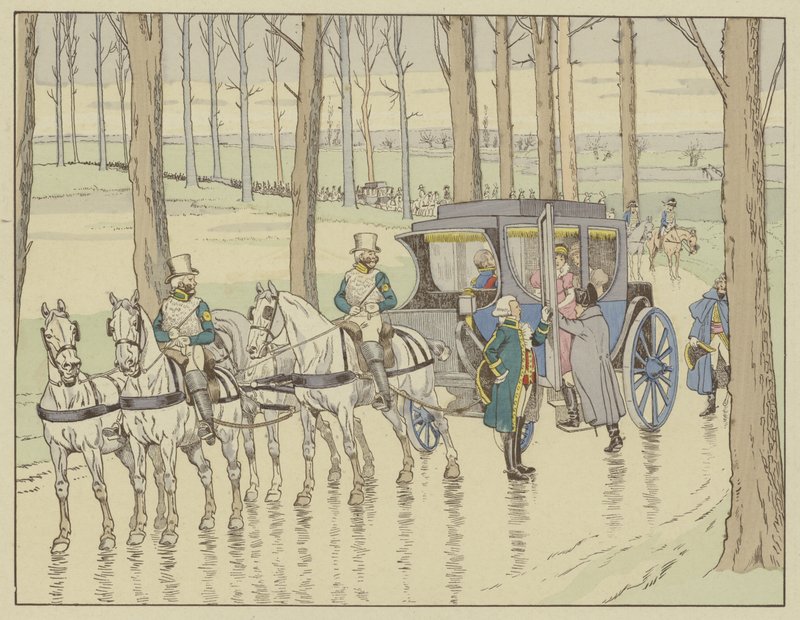 Napoleon Meeting Archduchess Marie-Louise of Austria, Who He Must Marry, 27 March 1810 by Onfray de Breville Job