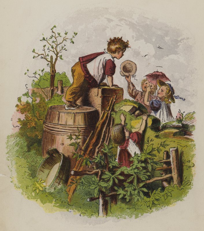 Group of children playing outdoors by Oskar Pletsch