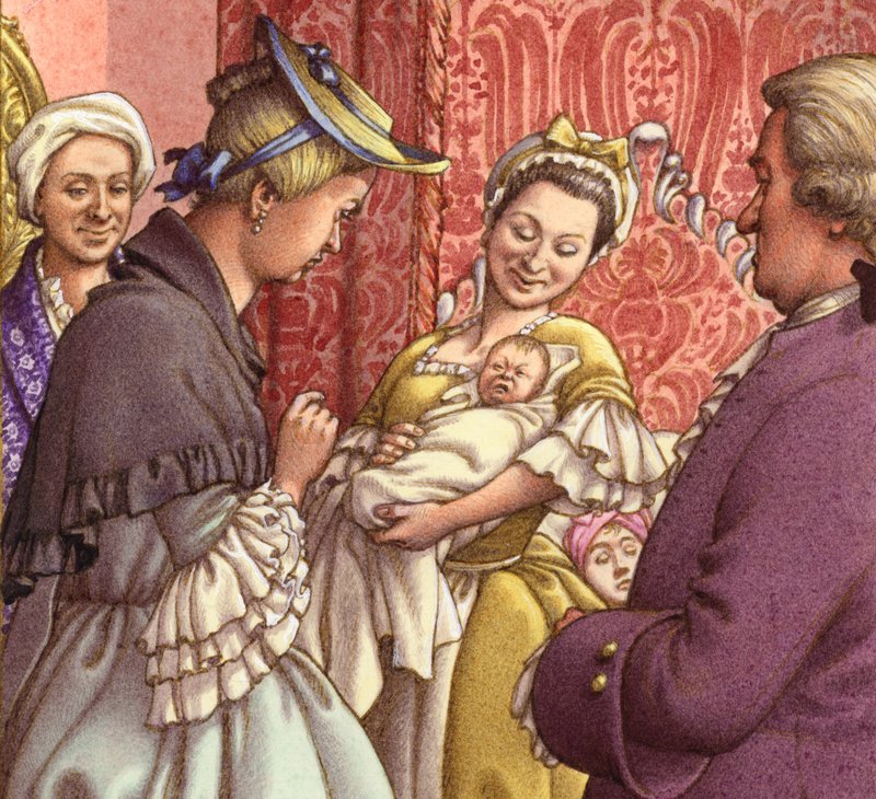 Queen Caroline Holds Her Granddaughter by Pat (1907-95) Nicolle