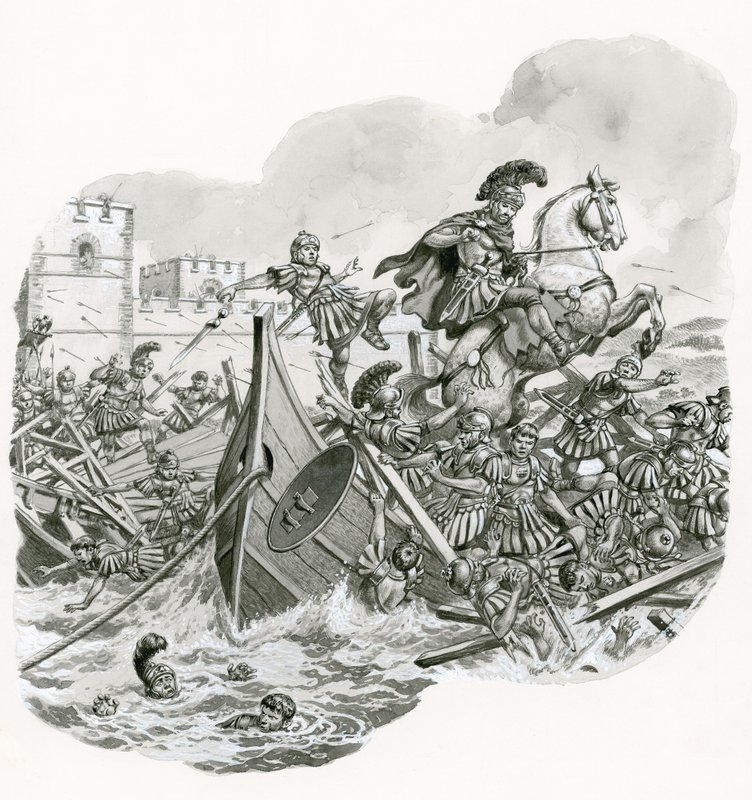 The Final Battle at Milvian Bridge in 312 AD by Pat (1907-95) Nicolle