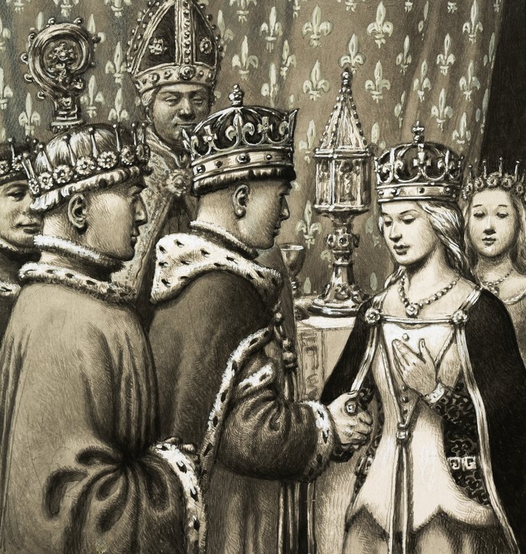 The Marriage of King Henry V and Princess Katherine of France by Pat (1907 95) Nicolle