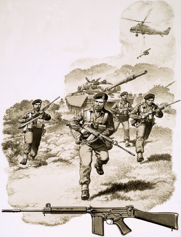 British infantry with the SLR rifle by Pat (1907 95) Nicolle