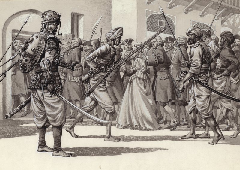 British soldiers are forced into the Black Hole of Calcutta by Pat (1907 95) Nicolle