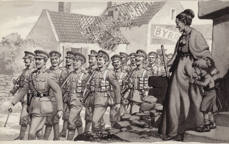 British Soldiers Marching by Pat (1907 95) Nicolle