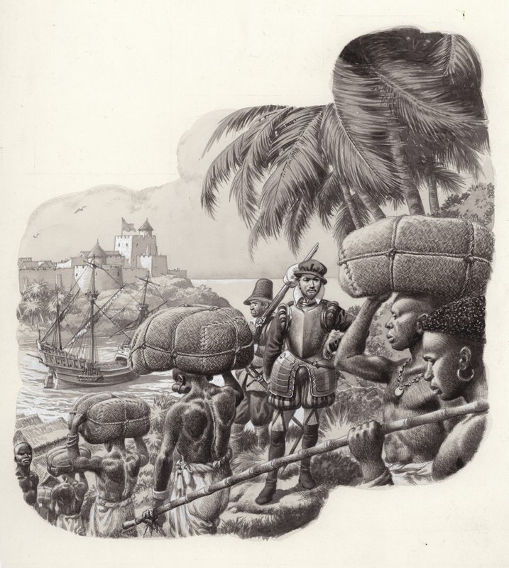 Castle built by European traders in West Africa by Pat (1907 95) Nicolle