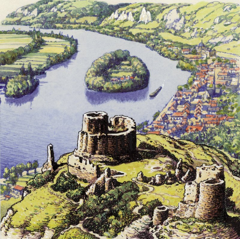 Chateau Gaillard, also known as the New Castle of the Rock by Pat (1907 95) Nicolle