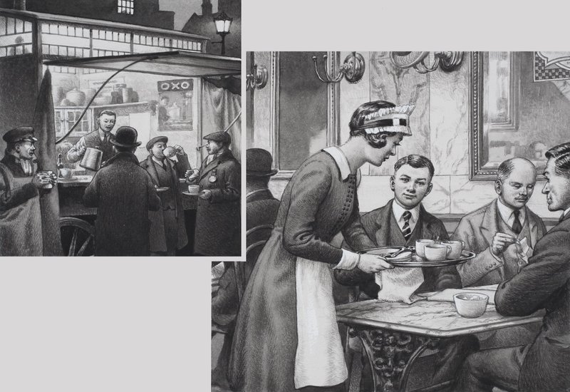 Edwardian Coffee Stall and Teashop by Pat (1907 95) Nicolle