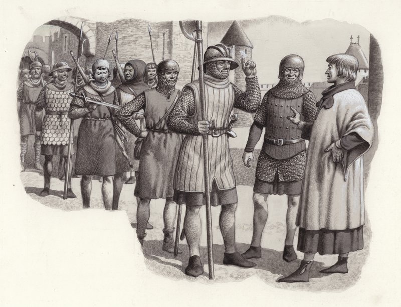Foot soldiers from the 14th century by Pat (1907 95) Nicolle