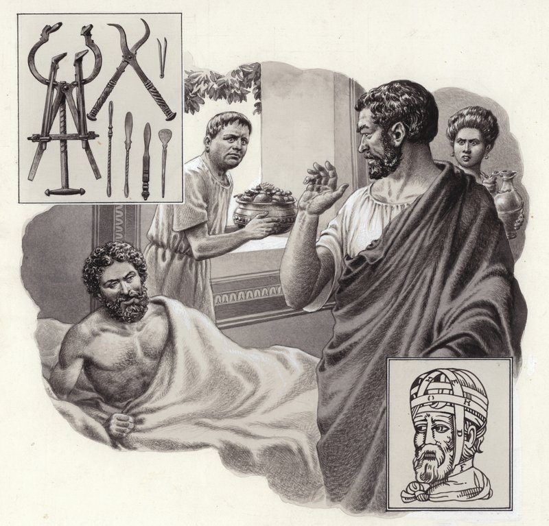 Galen the physician risks his life telling a Roman emperor he has been over-eating by Pat (1907 95) Nicolle