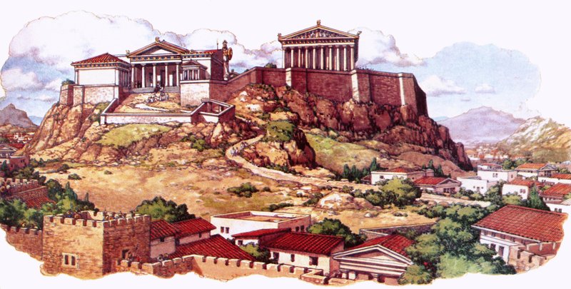 The Acropolis, or ancient citadel, of Athens as it looked in the 5th century by Pat (1907 95) Nicolle