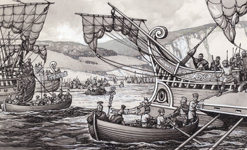 The Romans invading England in 55BC under Julius Caesar by Pat (1907 95) Nicolle