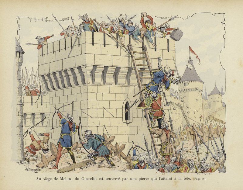 Bertrand du Guesclin Struck on the Head by a Stone at the Siege of Melun, 1359 by Paul de Semant