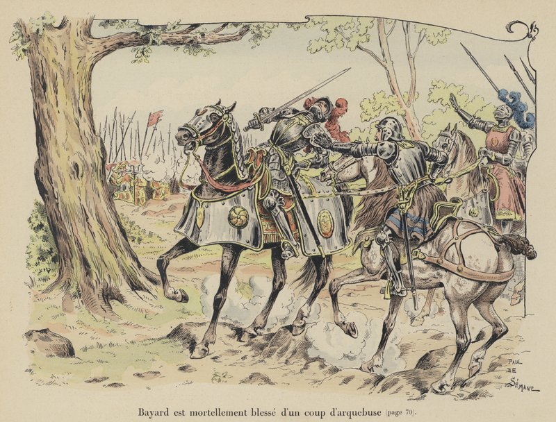 The Chevalier de Bayard Mortally Wounded by an Arquebus Ball at the Battle of the Sesia, Italy, 1524 by Paul de Semant