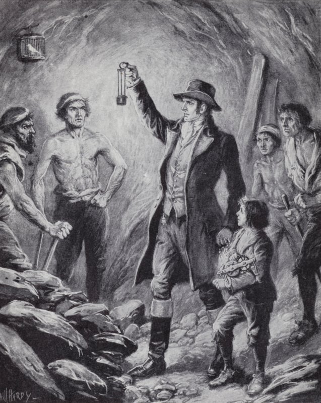 Sir Humphrey Davy and his invention of the first safety lamp for miners by Paul (after) Hardy