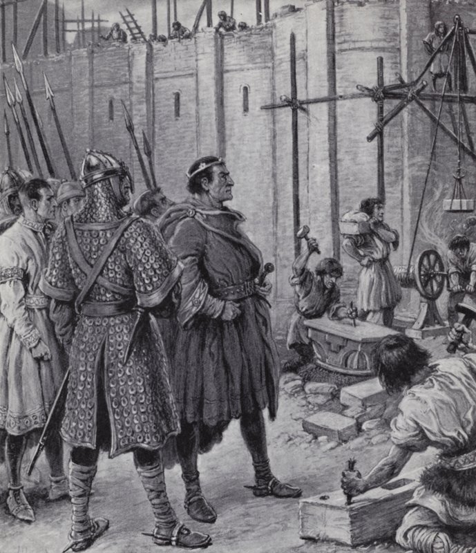 William the Conqueror overseeing the building of the Tower of London by Paul (after) Hardy