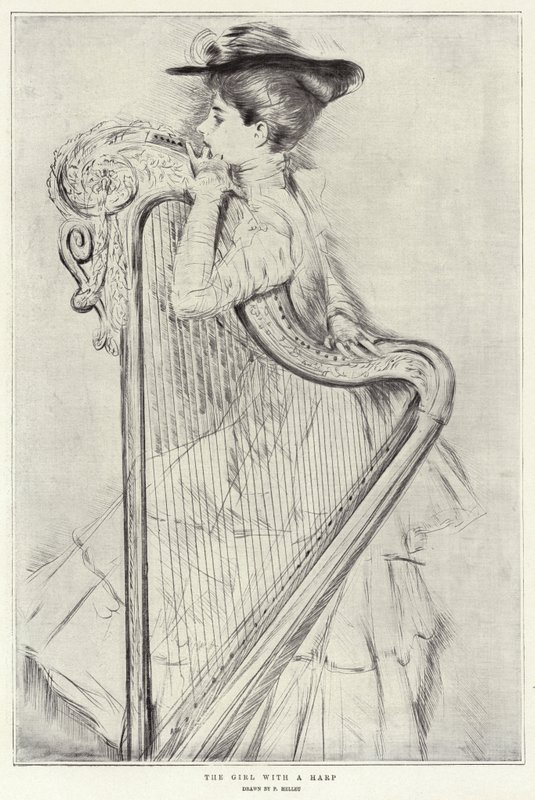 The Girl with a Harp by Paul Cesar Helleu