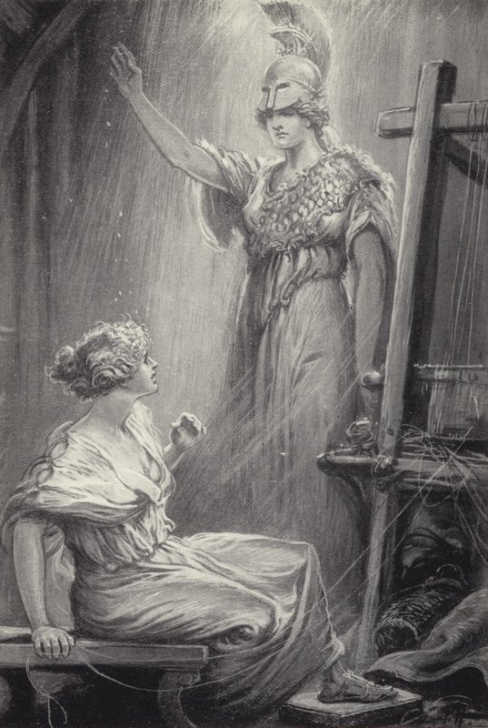 Athene and Arachne by Paul Hardy