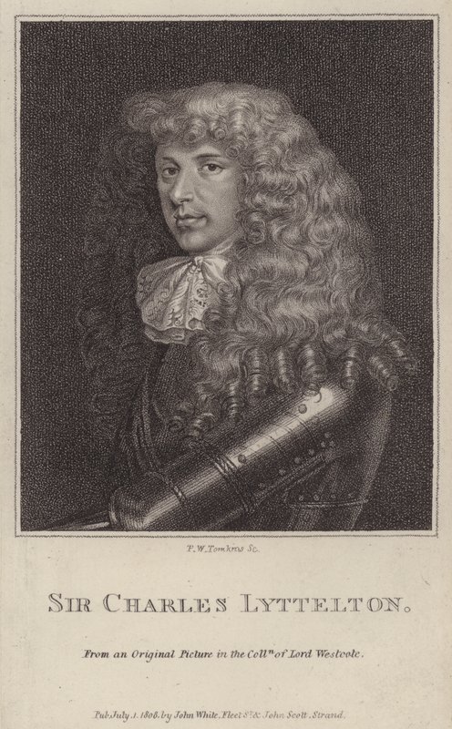 Sir Charles Lyttelton, English Politician and Colonial Governor of Jamaica (engraving) by Peltro William Tomkins