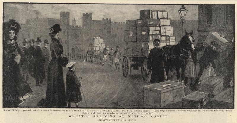 Wreaths arriving at Windsor Castle by Percy F.S. Spence