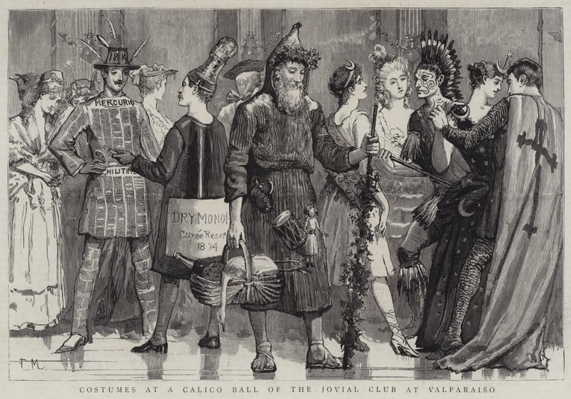 Costumes at a Calico Ball of the Jovial Club at Valparaiso by Percy Macquoid