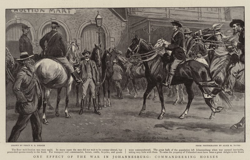 One Effect of the War in Johannesburg, Commandeering Horses by Percy F.S. Spence